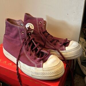 Burgundy converse high tops